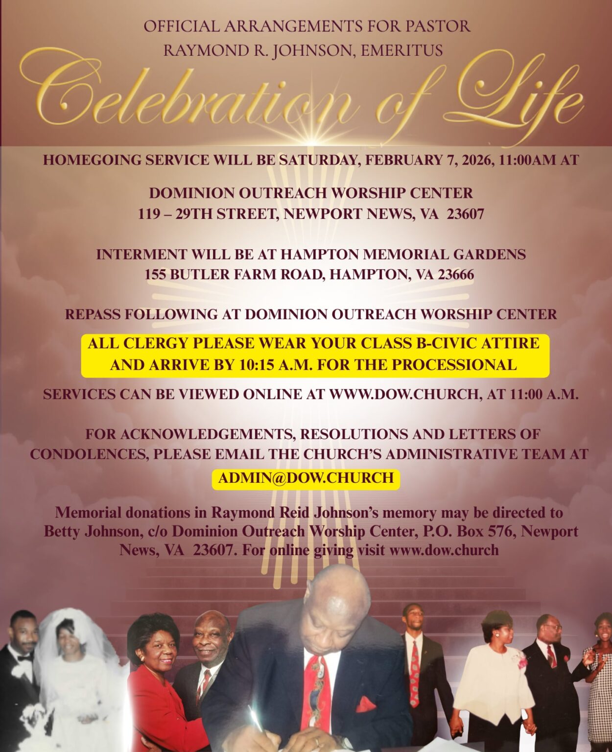 Homegoing Homegoing Celebration of Pastor Sr. โ Dominion Church